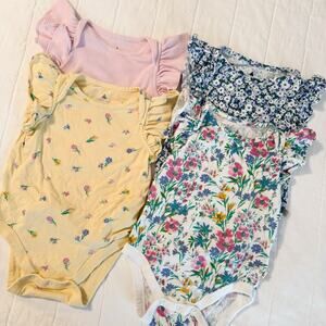 Baby GAP Girl's Bodysuits Flutter Sleeve Tank Top Lot Of 4 Sz 12-18M
